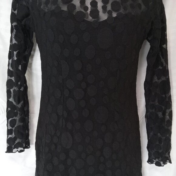ASOS Women's Size 10 Dress Black Polka Dot Witchy Goth Y2K Stretchy Lace - Picture 3 of 8